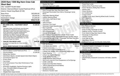 2020 RAM 1500 Big Horn Crew Cab 4x4 5'7" Box