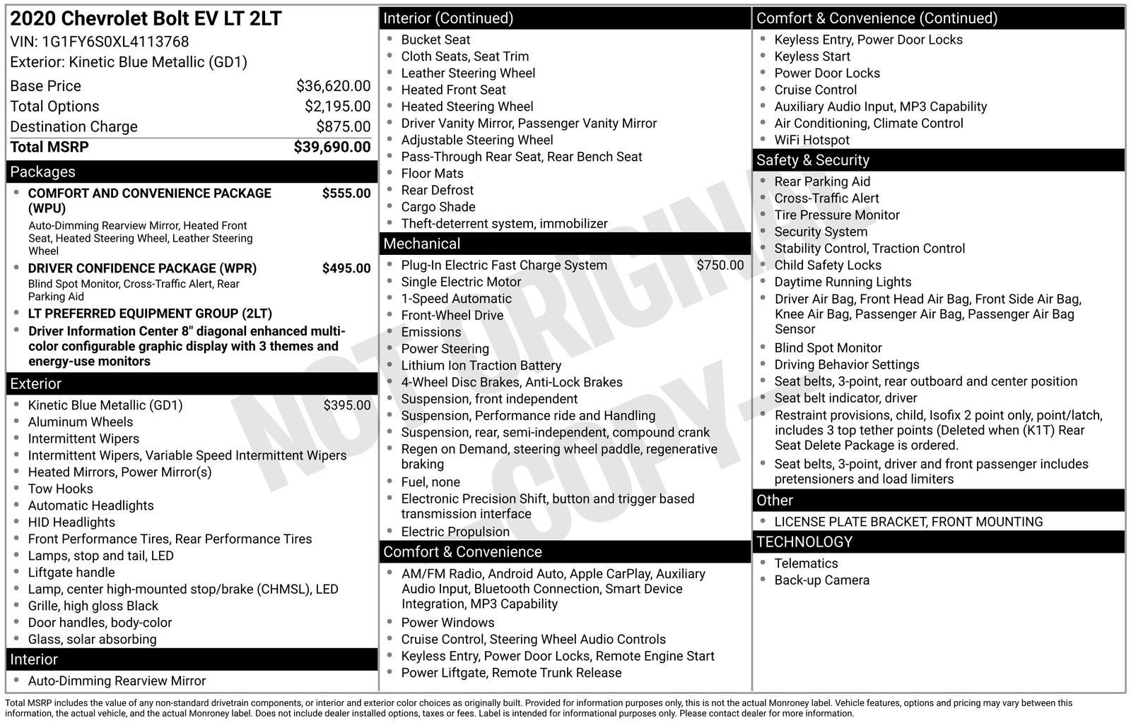 2020 Chevrolet Bolt EV LT