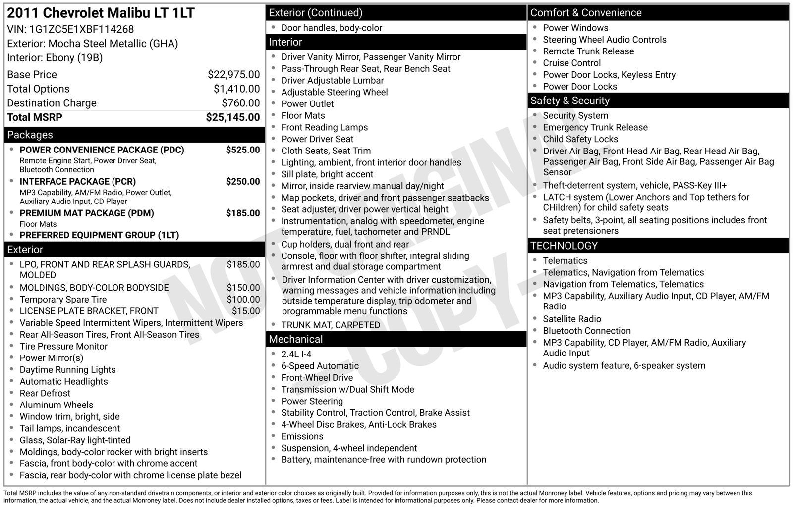 2011 Chevrolet Malibu LT w/1LT