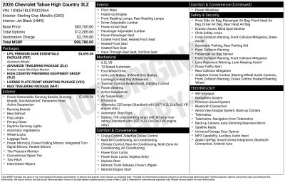 2026 Chevrolet Tahoe High Country