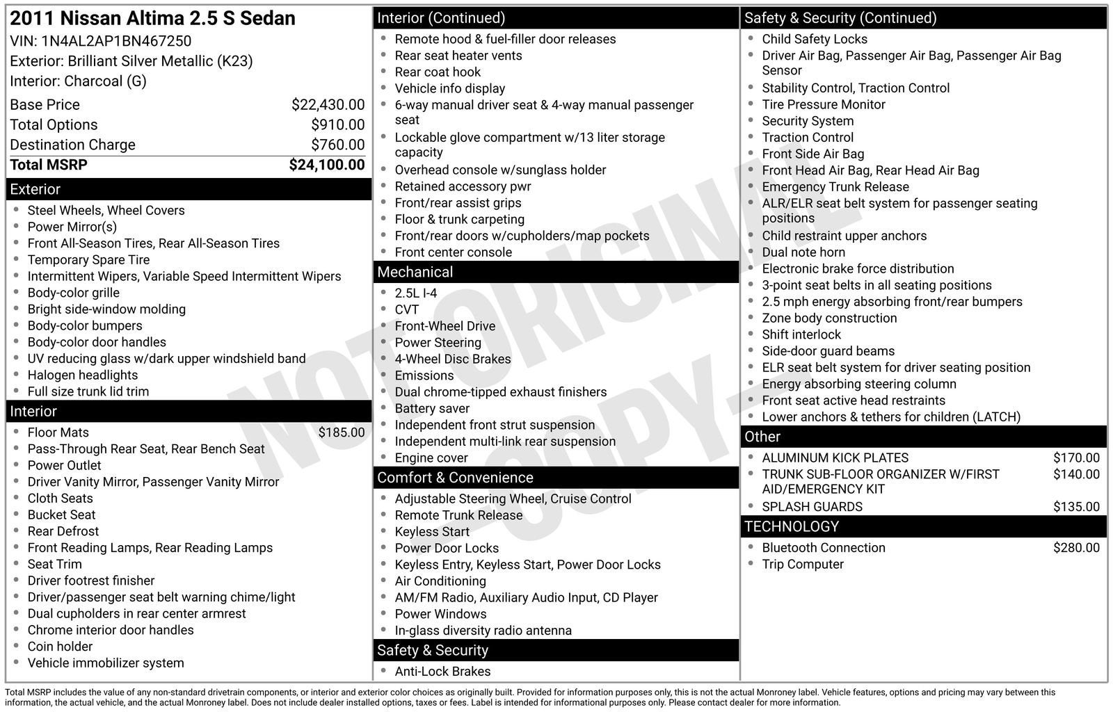 2011 Nissan Altima 2.5 S
