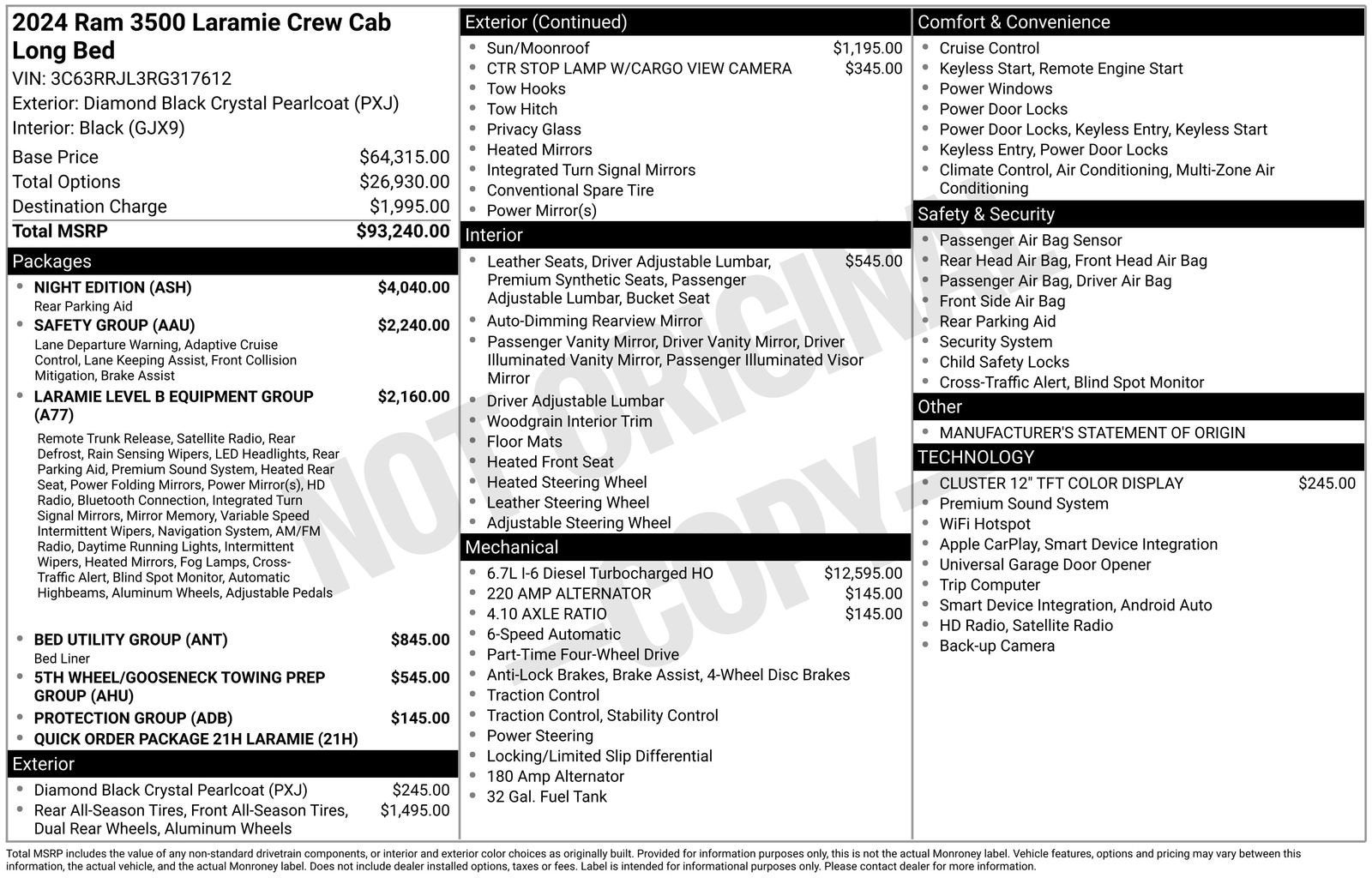 2024 RAM 3500 Laramie Crew Cab 4x4 8' Box