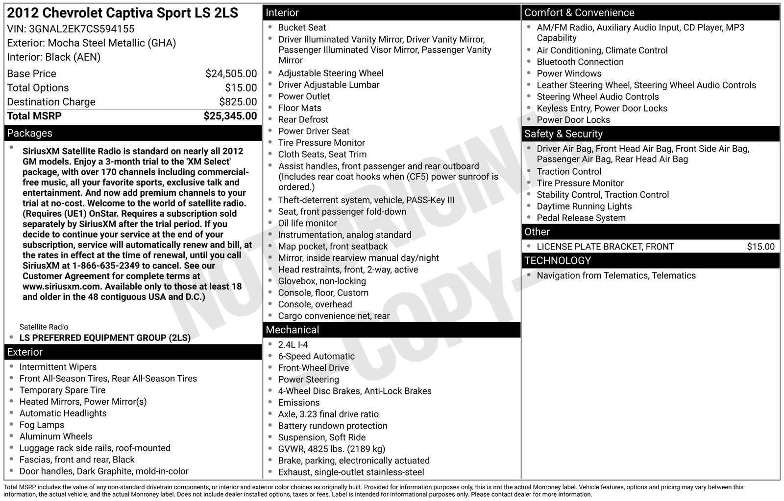 2012 Chevrolet Captiva LS w/2LS