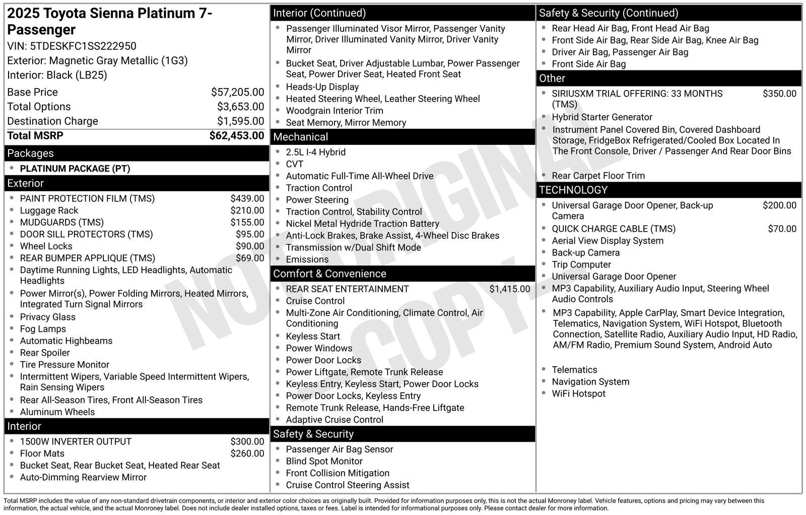 2025 Toyota Sienna Platinum