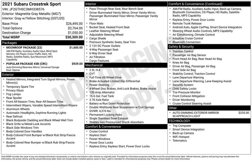 2021 Subaru Crosstrek Sport