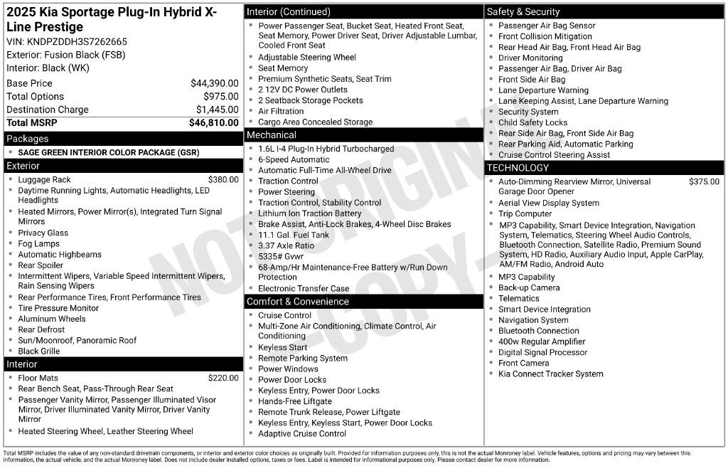 2025 Kia Sportage Plug-In Hybrid X-Line Prestige