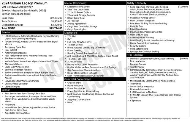 2024 Subaru Legacy Premium