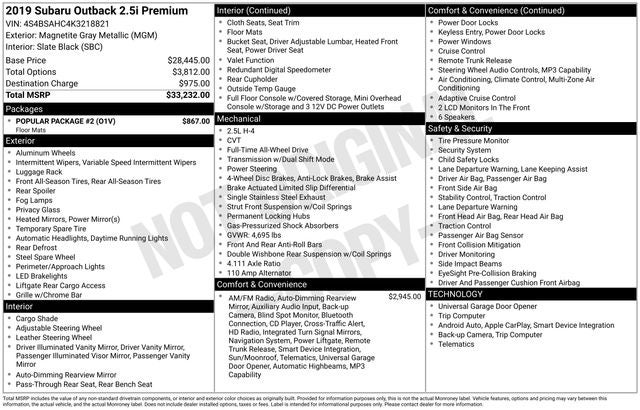 2019 Subaru Outback 2.5i Premium