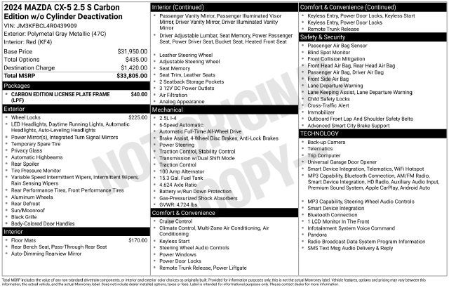 2024 Mazda Mazda CX-5 2.5 S Carbon Edition