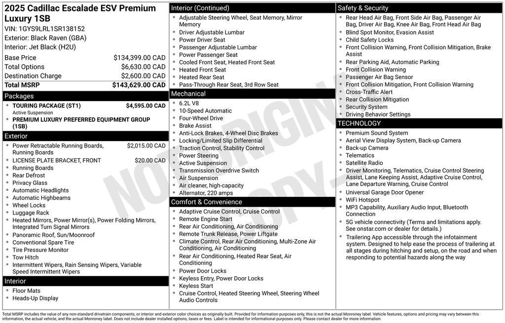 2025 Cadillac Escalade ESV Premium Luxury