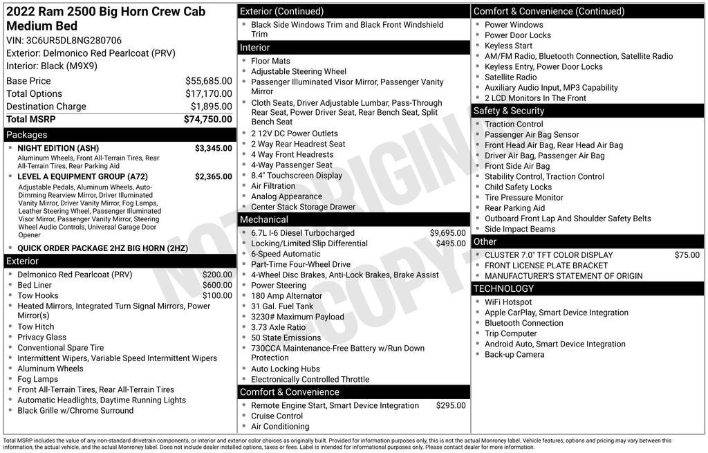 2022 RAM 2500 Big Horn Crew Cab 4x4 6'4" Box