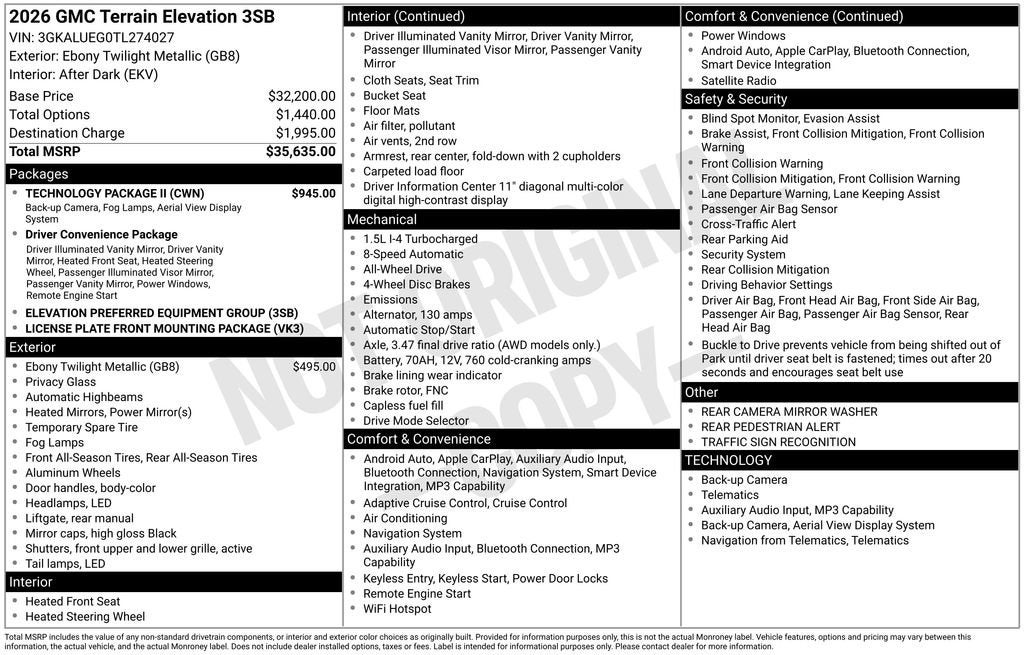 2026 GMC Terrain Elevation