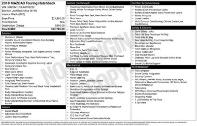 2018 Mazda Mazda3 Hatchback Touring