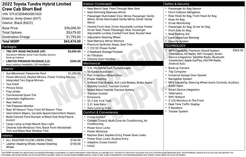 2022 Toyota Tundra Hybrid Limited